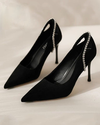 Rhinestone pumps with selectable heel heights